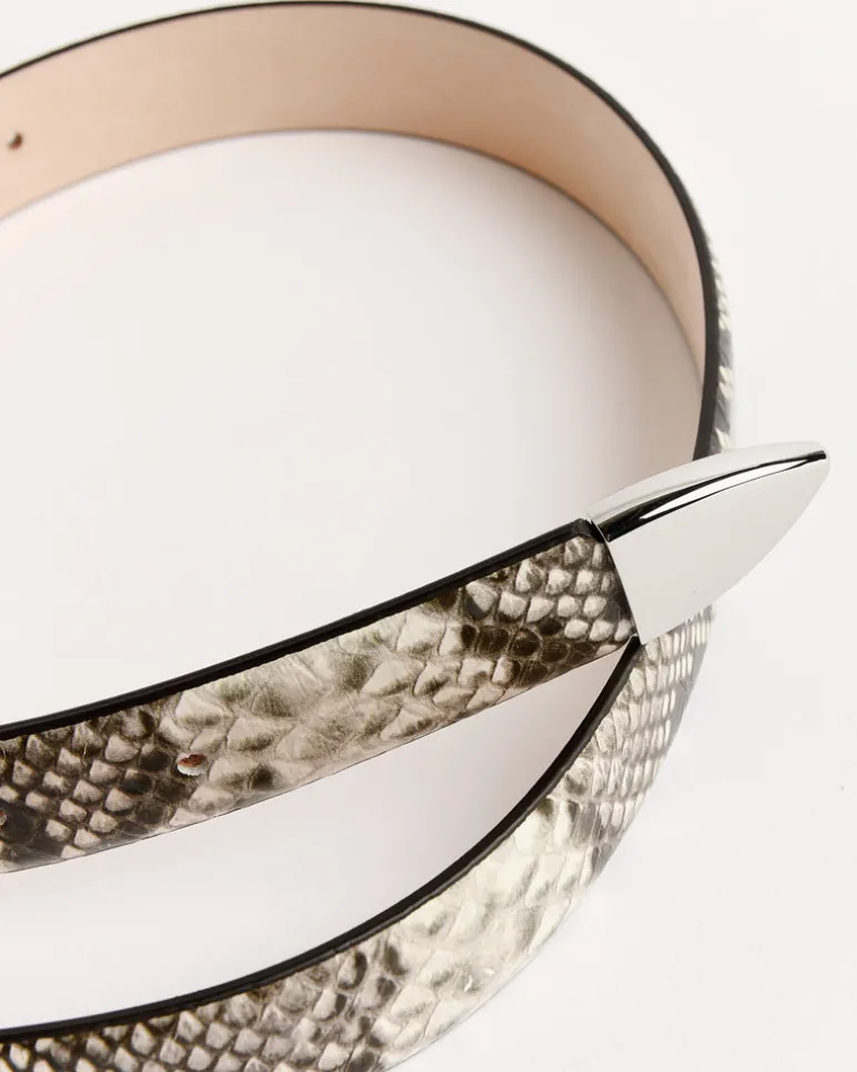 Hollyhock Snake Belt in Ivory Brown/Silver