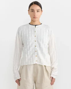 Inlay Cardigan in White