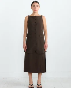Innes Dress in Dark Khaki