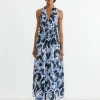 Jacquard Halter Dress in Navy
