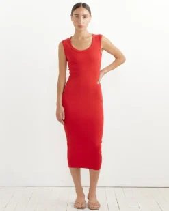 Joline Midi Dress in Red