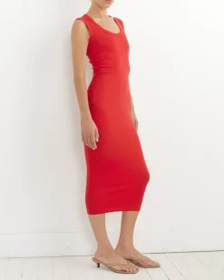 Joline Midi Dress in Red