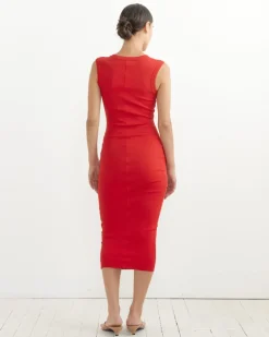 Joline Midi Dress in Red