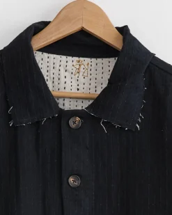 Kantha Cropped Jacket in Black/Ecru