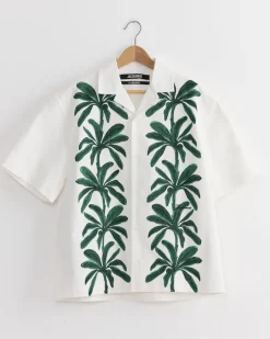 La Chemise Jean Shirt in Painted Palm Trees