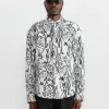 La Chemise Simon Shirt in Fish Black/White