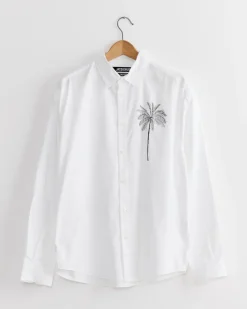 La Chemise Simon Shirt in Palm Tree White/Black