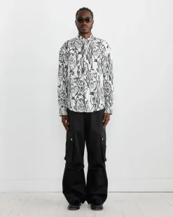 La Chemise Simon Shirt in Fish Black/White