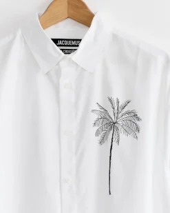 La Chemise Simon Shirt in Palm Tree White/Black
