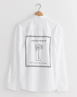 La Chemise Simon Shirt in Palm Tree White/Black