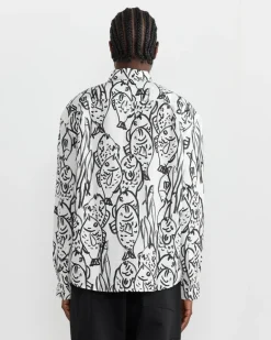 La Chemise Simon Shirt in Fish Black/White