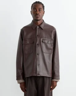 Lamb Leather Heavy Jacket in Brown