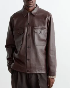 Lamb Leather Heavy Jacket in Brown
