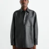 Lamb Leather Light Shirt in Black