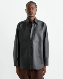 Lamb Leather Light Shirt in Black