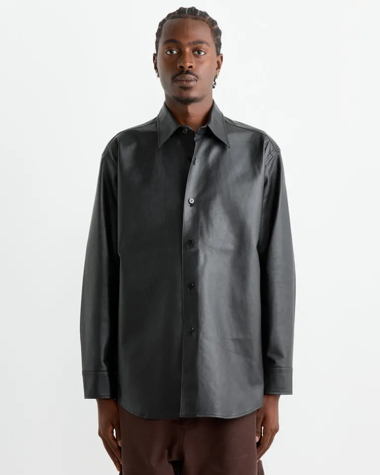 Lamb Leather Light Shirt in Black