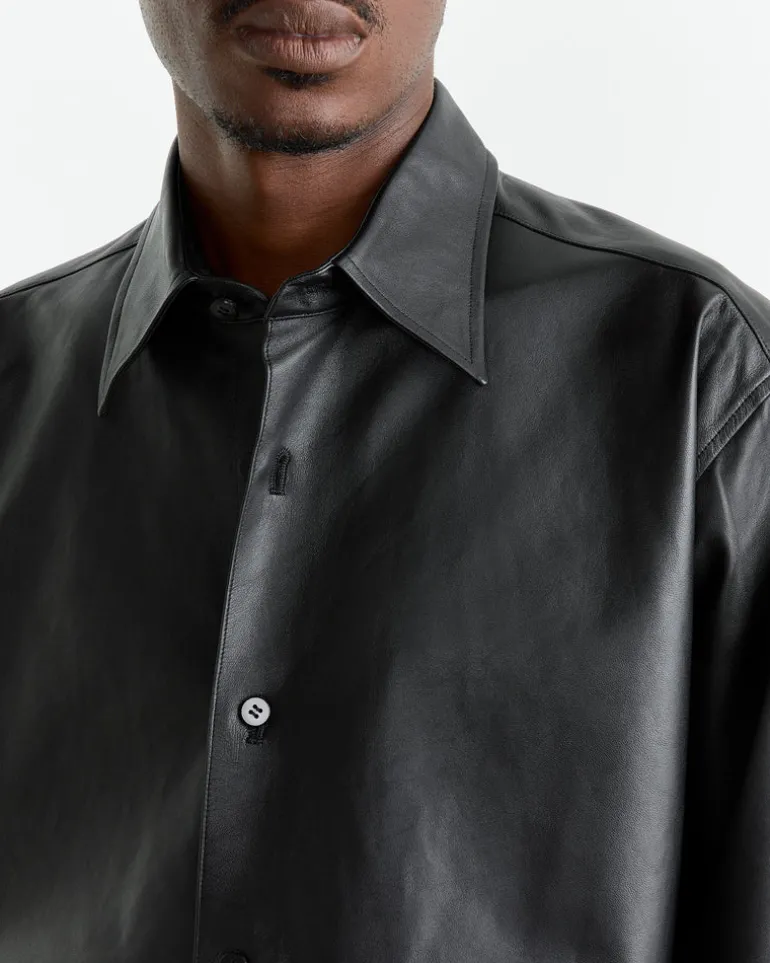 Lamb Leather Light Shirt in Black