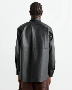 Lamb Leather Light Shirt in Black