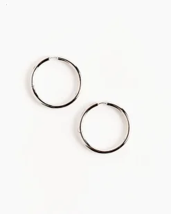 Large Seamless Hoops in Silver Tone