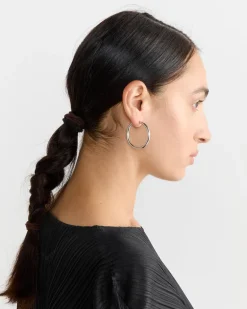 Large Seamless Hoops in Silver Tone