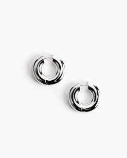 Large Terra Hoops in Silver Tone