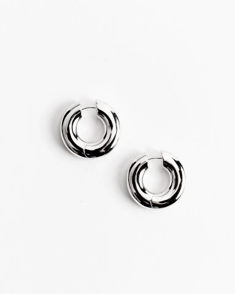 Large Terra Hoops in Silver Tone
