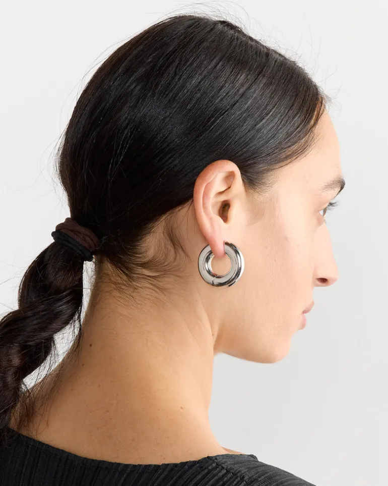 Large Terra Hoops in Silver Tone