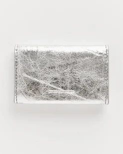 Leather Envelope Card Holder in Silver