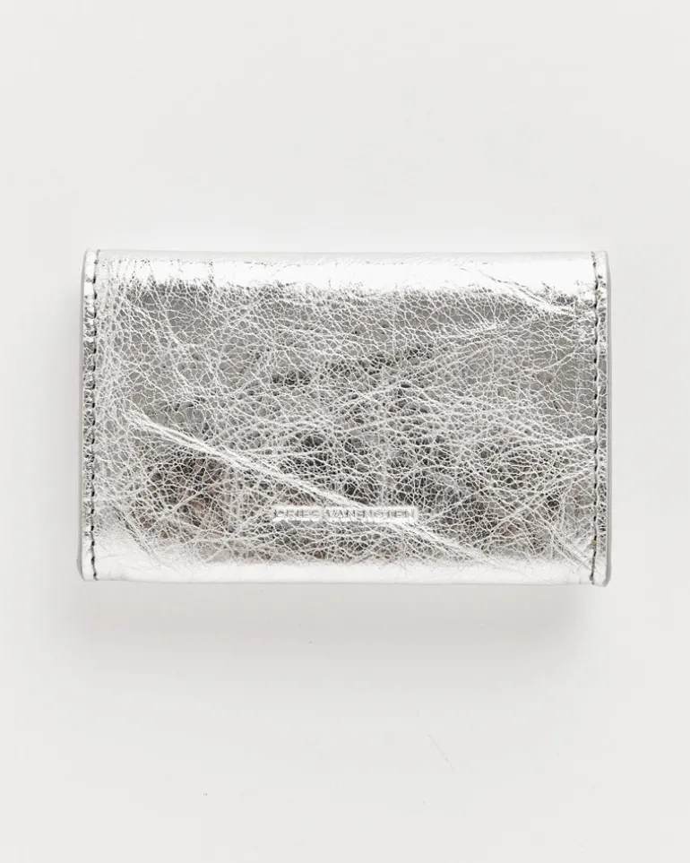 Leather Envelope Card Holder in Silver
