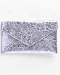 Leather Envelope Clutch in Lilac