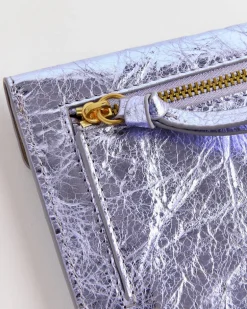 Leather Envelope Clutch in Lilac