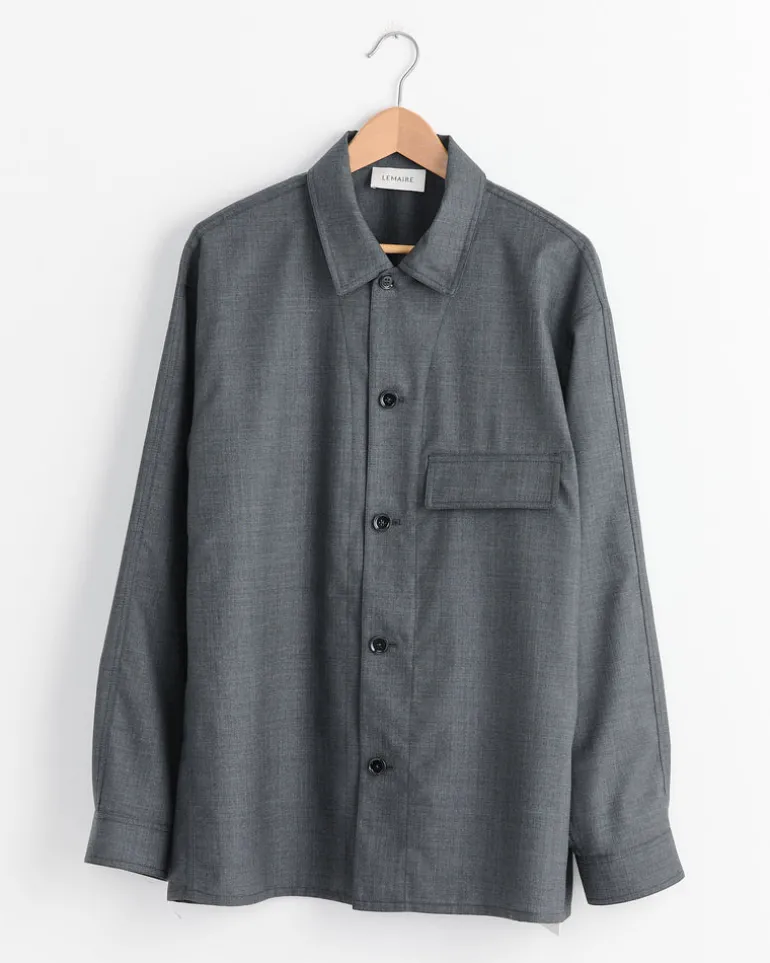 Light Tailored Overshirt in Grey Melange