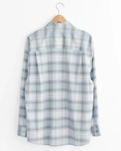 Light Wool Check Shirt in Blue Green