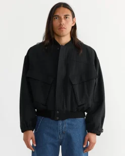 Light Wool Flight Blouson in Top Black
