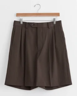 Light Wool Gabardine Short in Dark Brown