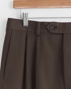 Light Wool Gabardine Short in Dark Brown