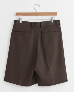 Light Wool Gabardine Short in Dark Brown