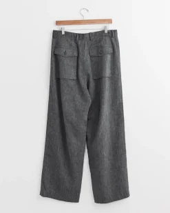 Linen Wool Pant in Black