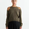 Logo Knit Top in Brown