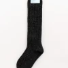Long Reversed Rib Knee Socks in Anthracite