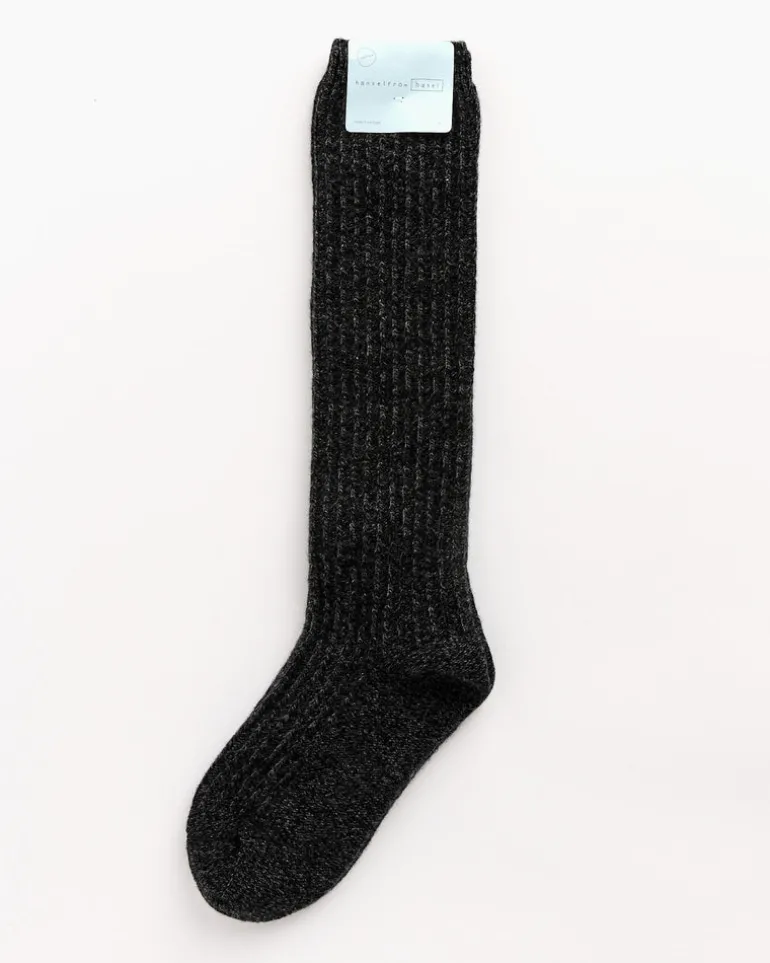 Long Reversed Rib Knee Socks in Anthracite