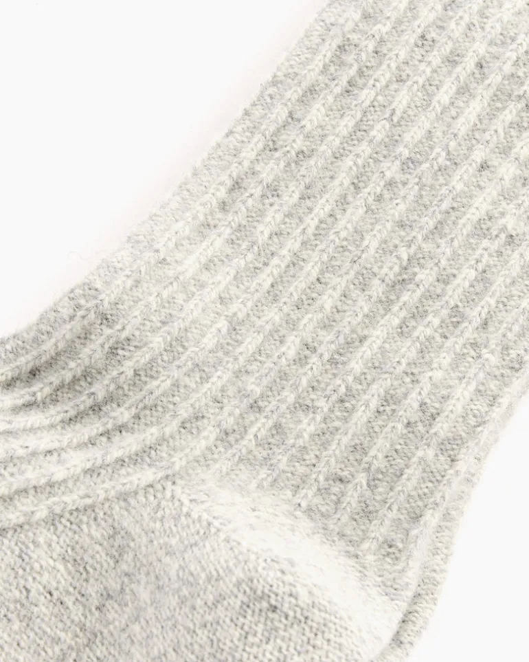 Long Reversed Rib Knee Socks in Mist