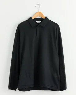 Long Sleeve Polo in Black