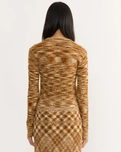Lucia Cardigan in Burnt Orange Spacedye