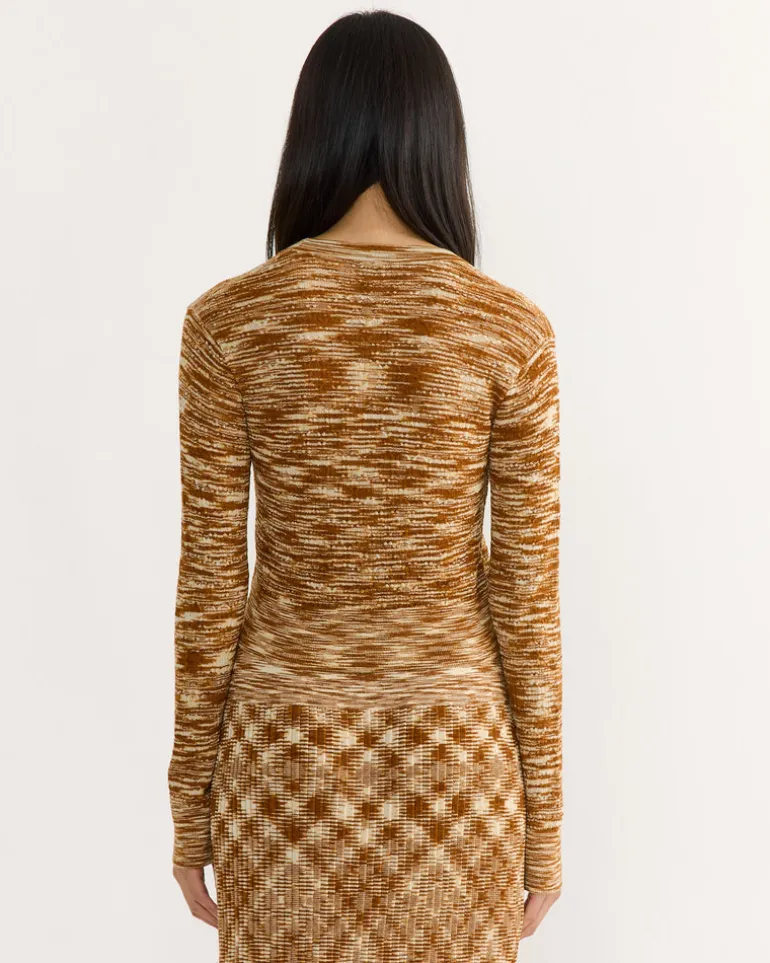 Lucia Cardigan in Burnt Orange Spacedye