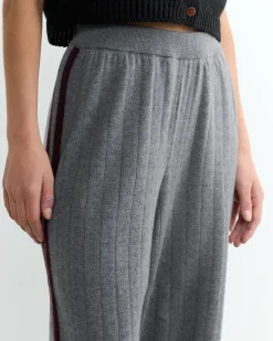 Merino Pointelle Pant in Grey