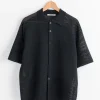 Mesh Knit Half Sleeved Shirt in Dark Navy