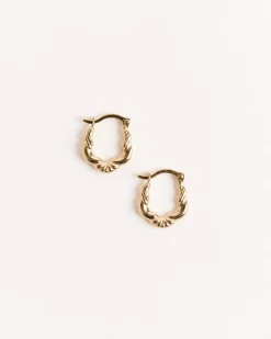 Mini Fancy Twist Hoop Earrings in 14K Yellow Gold