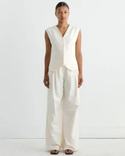 Minimal Fold Trouser in Ivory