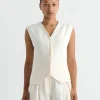 Minimal Tailored Vest in Ivory